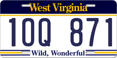 WV license plate 1OQ871