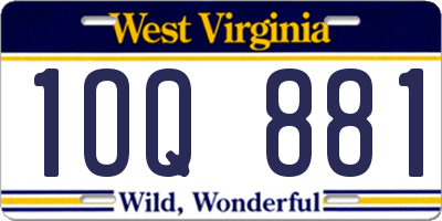 WV license plate 1OQ881