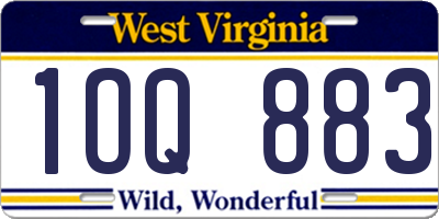 WV license plate 1OQ883