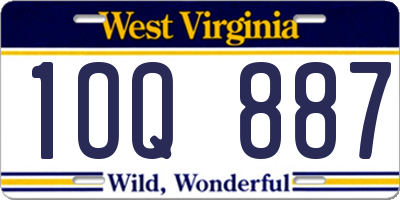 WV license plate 1OQ887