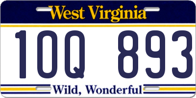 WV license plate 1OQ893