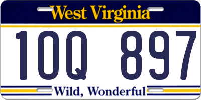 WV license plate 1OQ897