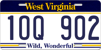 WV license plate 1OQ902