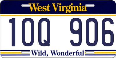 WV license plate 1OQ906