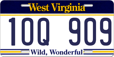 WV license plate 1OQ909