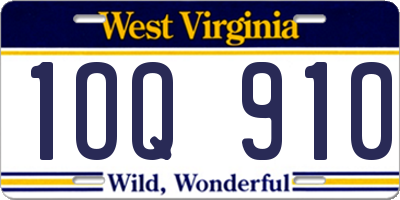 WV license plate 1OQ910