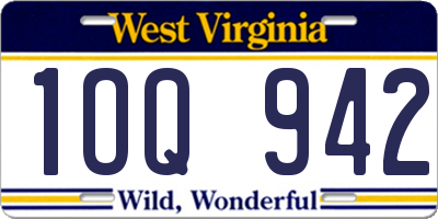 WV license plate 1OQ942