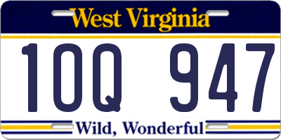 WV license plate 1OQ947