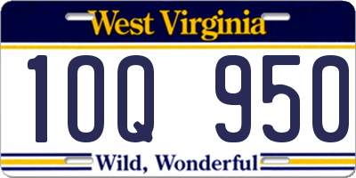 WV license plate 1OQ950