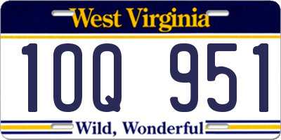 WV license plate 1OQ951