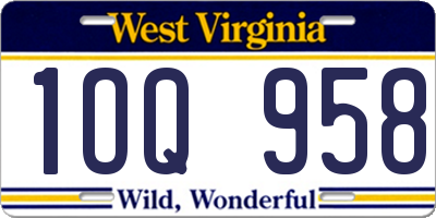 WV license plate 1OQ958