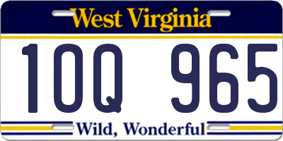 WV license plate 1OQ965