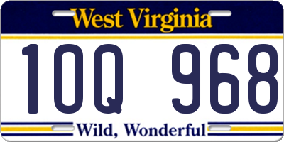 WV license plate 1OQ968