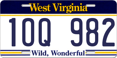 WV license plate 1OQ982