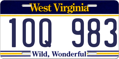 WV license plate 1OQ983