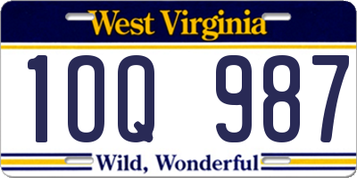 WV license plate 1OQ987