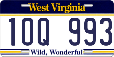 WV license plate 1OQ993