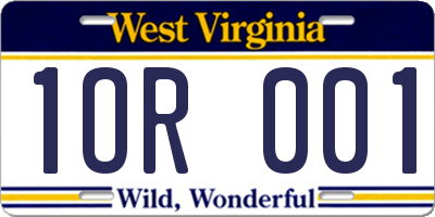 WV license plate 1OR001