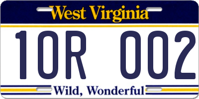 WV license plate 1OR002