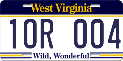 WV license plate 1OR004