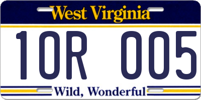 WV license plate 1OR005