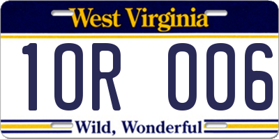 WV license plate 1OR006
