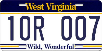 WV license plate 1OR007