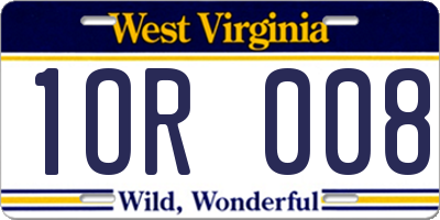 WV license plate 1OR008