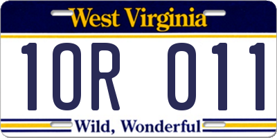 WV license plate 1OR011