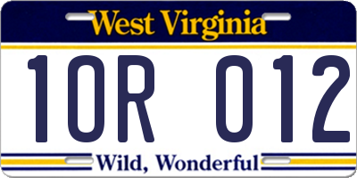 WV license plate 1OR012