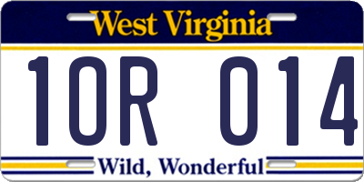 WV license plate 1OR014