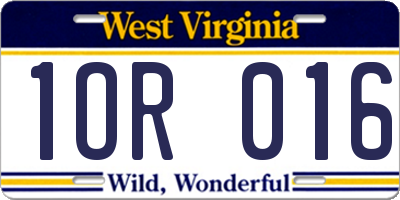 WV license plate 1OR016