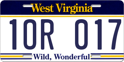 WV license plate 1OR017