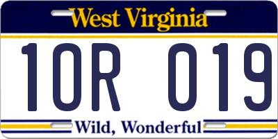 WV license plate 1OR019