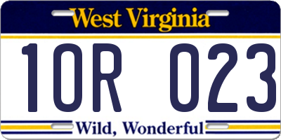 WV license plate 1OR023