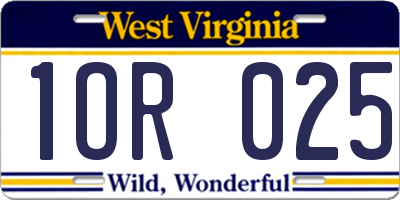 WV license plate 1OR025
