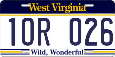 WV license plate 1OR026