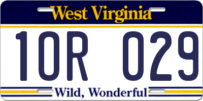 WV license plate 1OR029
