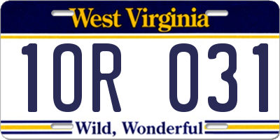 WV license plate 1OR031