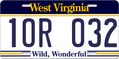 WV license plate 1OR032