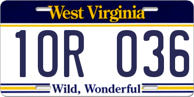 WV license plate 1OR036