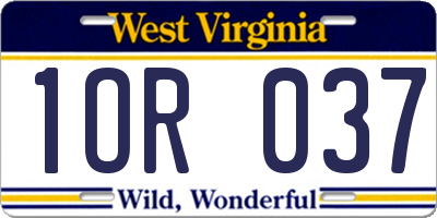 WV license plate 1OR037