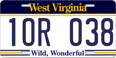 WV license plate 1OR038