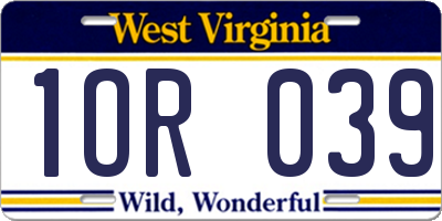 WV license plate 1OR039