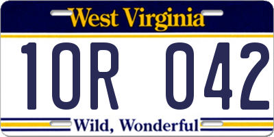 WV license plate 1OR042
