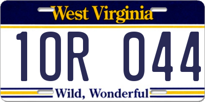 WV license plate 1OR044