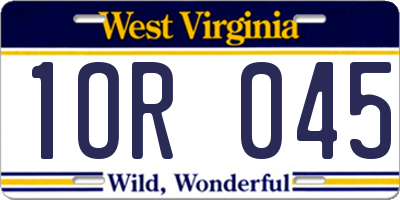 WV license plate 1OR045