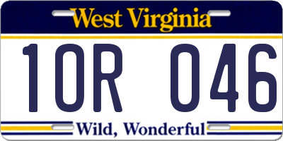 WV license plate 1OR046
