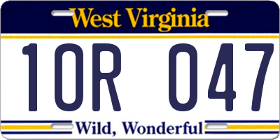 WV license plate 1OR047