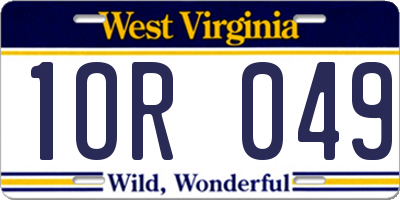 WV license plate 1OR049